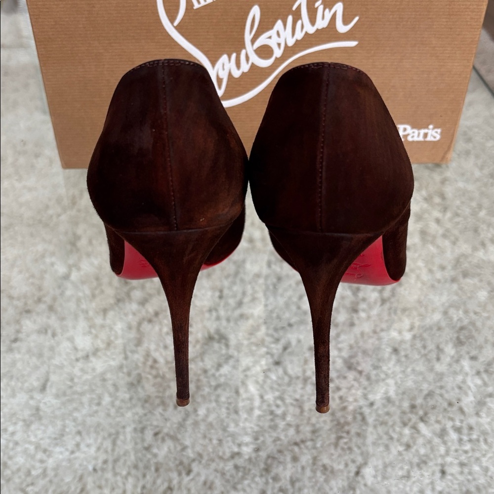Authentic Christian Louboutin Pigalle Follies Women Brown Suede Stiletto Heels - Picture 6 of 16